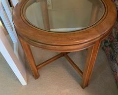 Drexel Passage Campaign Glass Top End Table