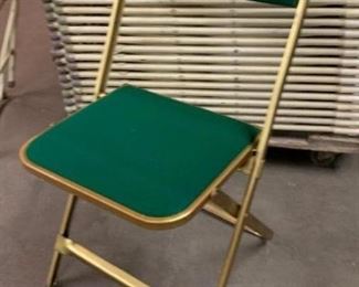 400 Gold Metal Frame Chairs with Green Upholstered Seat