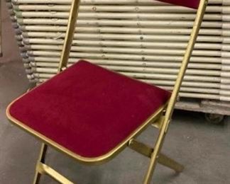180 Gold Metal Frame Chairs with Burgundy Upholstered Seat