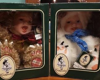 Lot of Geppeddo Cuddle Kids Animal Doll W/ Porcelain Face ~ Benjamin Bear & Polar Pete