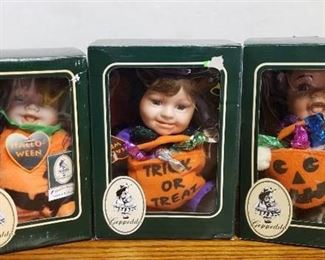 Lot of 3 Gepeddo Doll Cuddle Kids Halloween ~ Scary Susan, Batty Bobbie and Patrick Pumpkin in Box