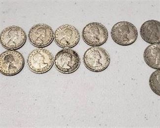 21 Six Pence Coins from Great Britain ~ 1954 to 1967
