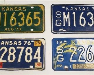 4 Vintage Kansas License Plates - 1973, 1976 and 1980