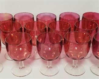 15 Vintage Cranberry Hoffman House Style Glass Goblets