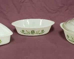 Collection of Glasbake Oven Ware ~ Covered Round Casserole Dish, Oval Casserole Dish and 8 in. Square Dish