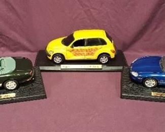 3 Maisto Diecast Cars ~ Two 1996 Jaguar XK8 and One Chrysler PT Cruiser