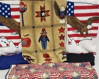 Patriotic Fleece & Quilted Material ~ some large enough to make throws