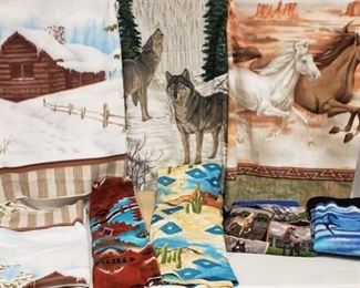 Western Themed Fleece Material ~ Novelty Prints and Plain ~ some large enough to make throws