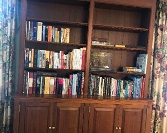 Custom made bookcase cabinet excellent condition 74”long 19-1/2”wide 96-1/2”tall