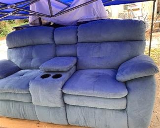 Electric suede microfiber loveseat