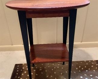 Oval wood top table with metal legs in great condition 20"x14"x 25.5" - $195
