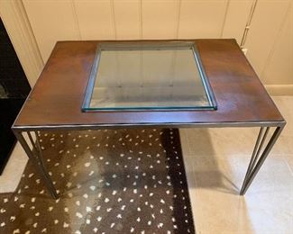 Metal wood glass coffee table in great condition 32.5"x21.5"x18" - Price $250