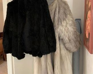 2 faux fur coats