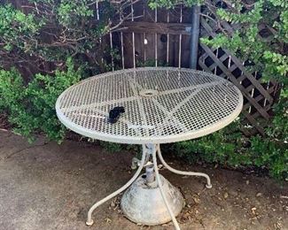 Patio table and weighted umbrella stand