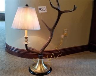 #22 ~ ($200) another view of Elk Antler Table Lamp 34”H 