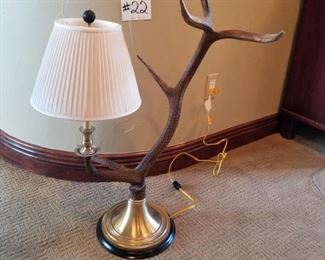 #22 ~($200) Another view of Antler Table Lamp 34”H 