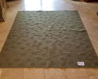 #38 ~($100) Another view -  Sage green woven rug with leaf pattern on both sides! 9.5' x 8' 