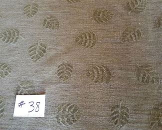 #38 ~$100 Close up of Sage green woven rug with leaf pattern on both sides! 9.5' x 8' 