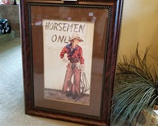 #49 ~($40)  Framed Cowgirl poster- vintage look-  28" x 39"