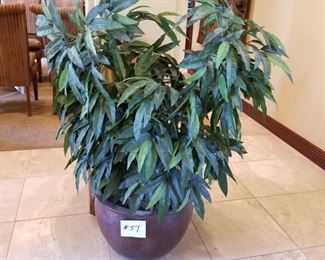 #57 ~ ($90)  Large Potted Faux Plant in heavy ceramic pot