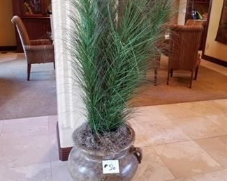 #56 ~ ($80) Large Potted Faux Plant, missing one handle