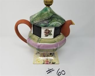 #60 ~($70) McKenzie Childs "Kelp and Urchin" Tea Pot 11" tall with lid