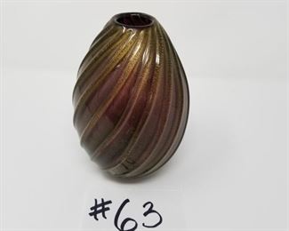 #63 ~ ($60) Murano Glass Vase- 7.5 " Tall