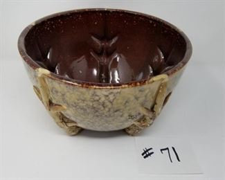 # 71 ~ ($60) Large  Glazed Ceramic Bowl, 11.5 " diam