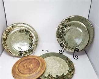 #73 ~($50)  Signed Ellen Evans Decorative plates- set of 6 (3 lg, & 3 sm.)- Beautiful! 