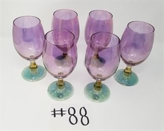 #88- ($40) Set of 6 Stunning wine goblets- Made in Italy