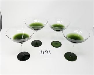 #91 ~ ($20) Set of 4 martini glasses in green- 