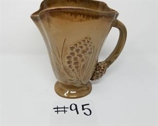 #95 ~($15)  Ceramic pitcher 9"tall