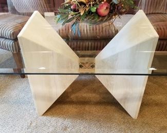 #99 ~ Natural Stone Base of Glass Top Dining Table - the chairs have sold
