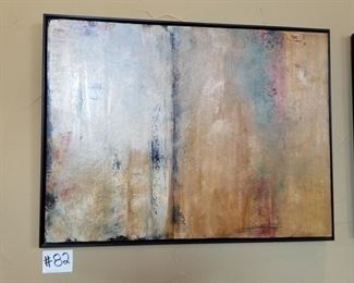 #82 ~ ($225) Abstract oil painting of aspen trees by artist A. Lewis, stretched canvas in box frame- 42 " x 31.5 "