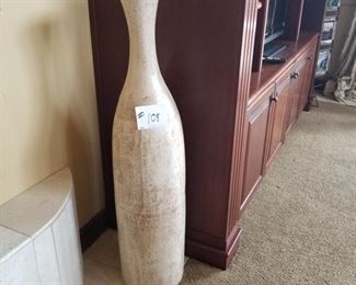 #108 ~($125)  Tall ceramic/stone Urn - Off white.  Heavy! Bring help.  47" tall  