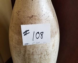#108 ~($125)  Tall ceramic/stone Urn - Off white.  Heavy! Bring help.  47" tall  