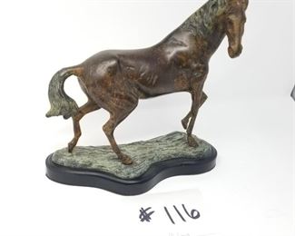 #116 ($40) solid metal (bronze)? horse statue  approx 10" tall.