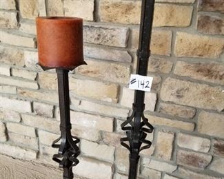 #142~ ($40) TALL and heavy! wrought iron candle holders. The tall one is 4ft high not including the candle.  Very substantial and stable, will not tip easily!  Set of 2.