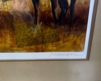 #118 ($100) 27" x 32".  Signed by unknown artist, not sure of the medium, watercolor?  Elk.