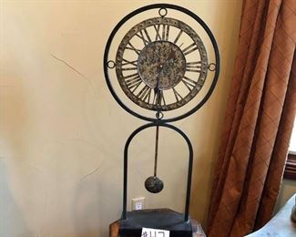 #47 ~($50)  Large Metal Pendulum Clock 33.5" tall- 