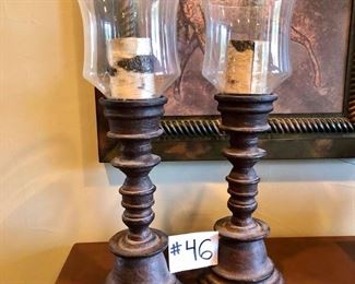 #46 ~ ($20) Large 22.5" h Candle sticks- Resin base candles included- 