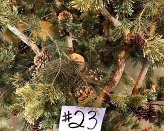 #23 ~($250)  Closer view Large Decorative Faux Spruce Tree 6.5 foot Tall x approx. 45” w