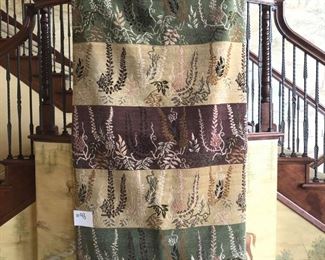 #98 ($100) ~ Custom Made Tapestry in sage green, tan, and purple with floral pattern- Stunning!! 48 " x 81" 
