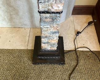 #114 ($40) stone floor lamp.  Has some flaws (hairline cracks).  Does not affect performance.