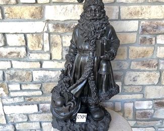 C-504 ($20) Large black resin Santa statue.  40" tall (see other pics for flaws)