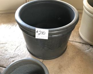 #210 ($35) Large gray ceramic pot 18" diameter x 15" high