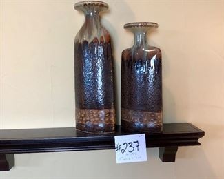 #237 ~ ($20) set of 2 ceramic vases  13" and 11" tall