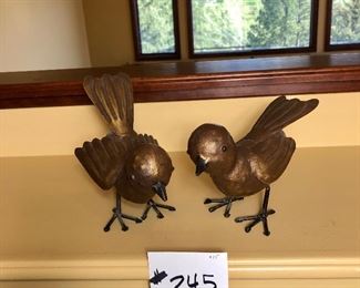 #245 ~ ($15) set of two 6" tall tin birds