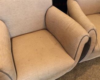#260 ~ ($30) Set of two beige armchairs , needs cleaning.  32"W x 29"D x 33"H