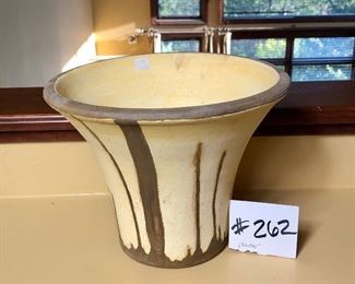 #262 ($20) Unique handmade ceramic planter 8" tall
